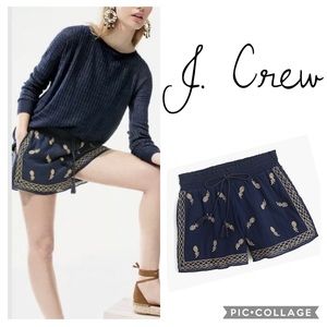 J.Crew Pineapple embroidered short in gauzy sz. L
